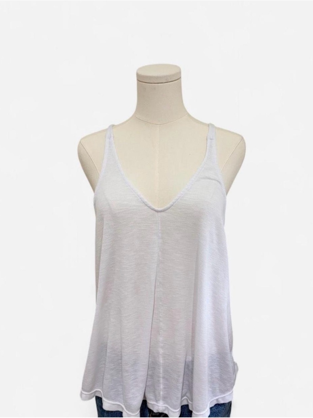 Free People White V-Neck Tank